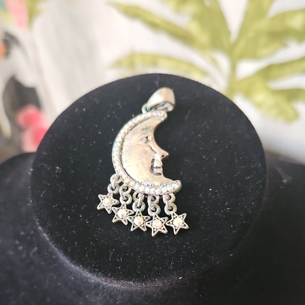Silver Moon and Star Pendant Great Artwork Here